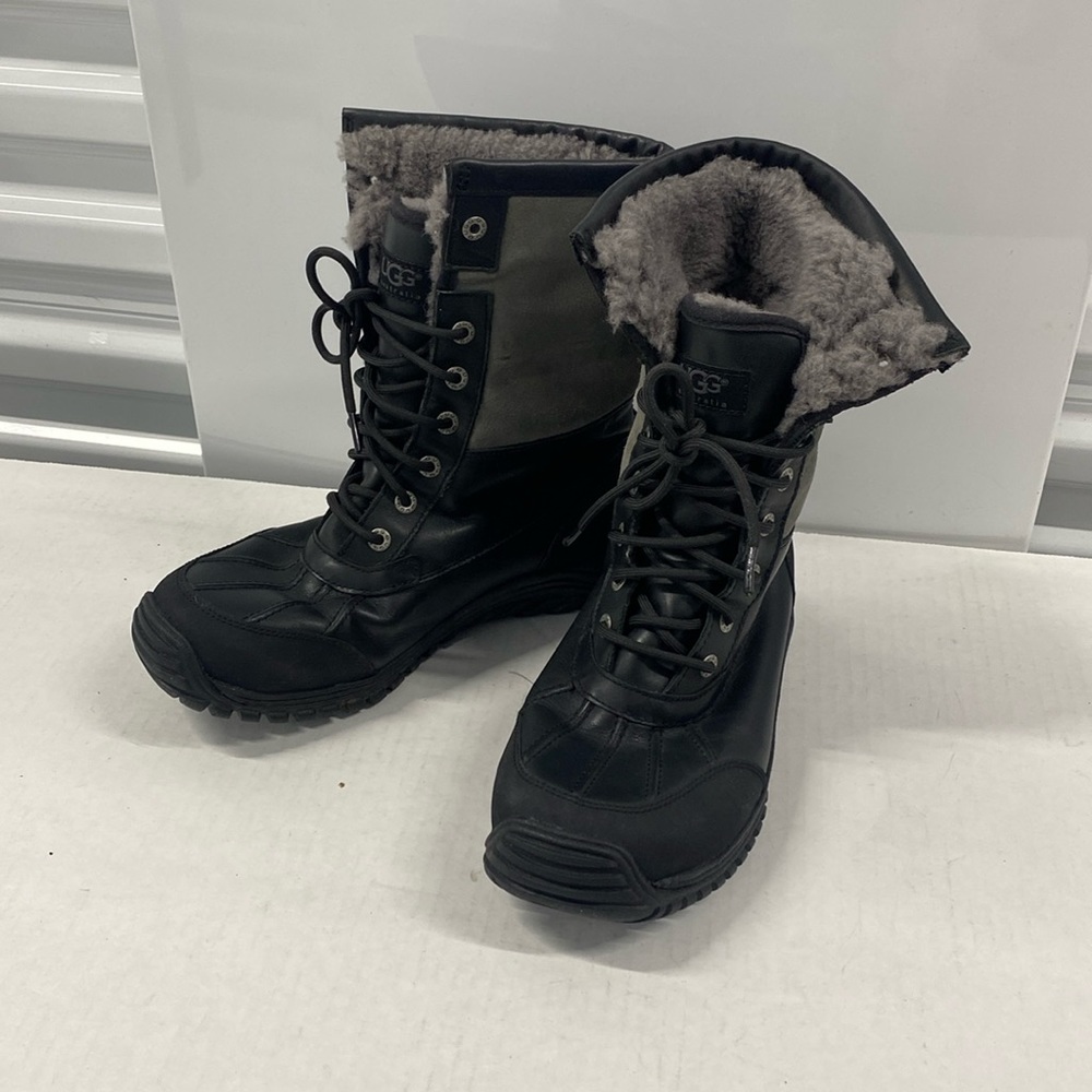 UGG Men Black/Gray Fur Vibram Leather Waterproof Snow Gore-Tex Boots Size 10 EUC - Picture 12 of 14